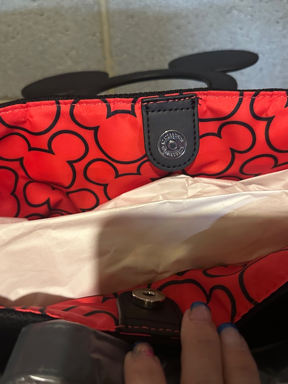 Loungefly Black Mickey Ear Handle Tote - Picture 3 of 4